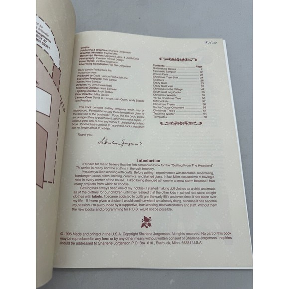 Quilting from Heartland 500 Series Quilts Sharlene Jorgenson Sewing Pattern Book - Picture 3 of 6